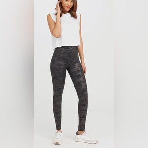 Spanx Faux Leather Black Camo Legging